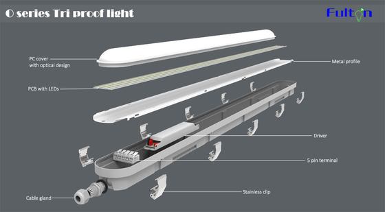 IP66 IK08 5FT LED Tri Proof Light 60W 1500mm Length Car Washing Light